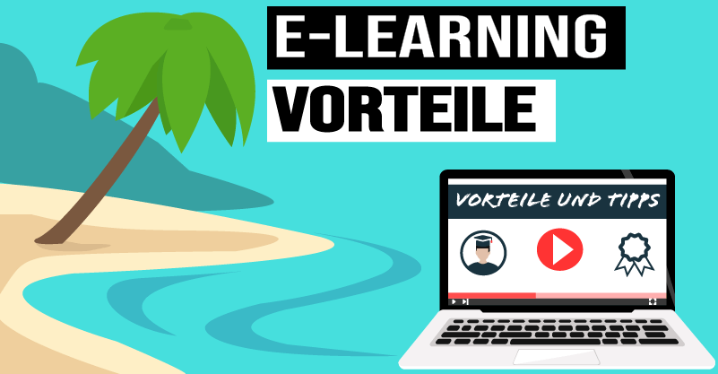 E-Learning benefits: learning with a laptop at the beach