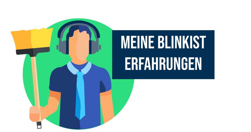 Blinkist experience man with headphones and dust cloth