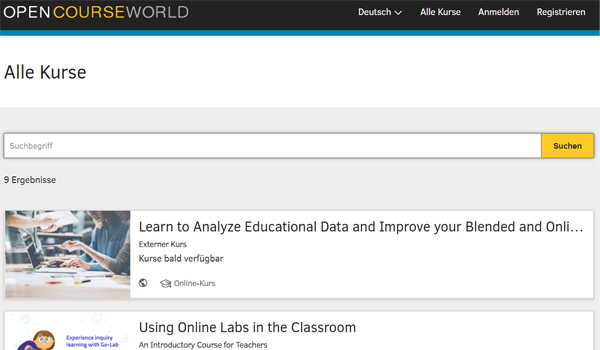 Open course world website screenshot