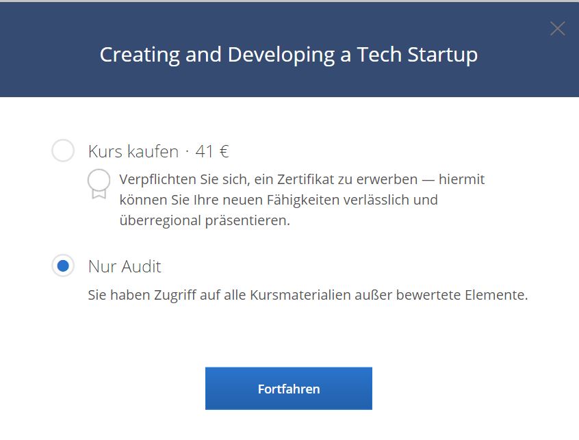Audit-only Coursera course free