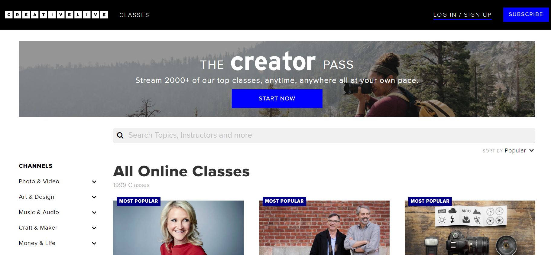 CreativeLive website screenshot