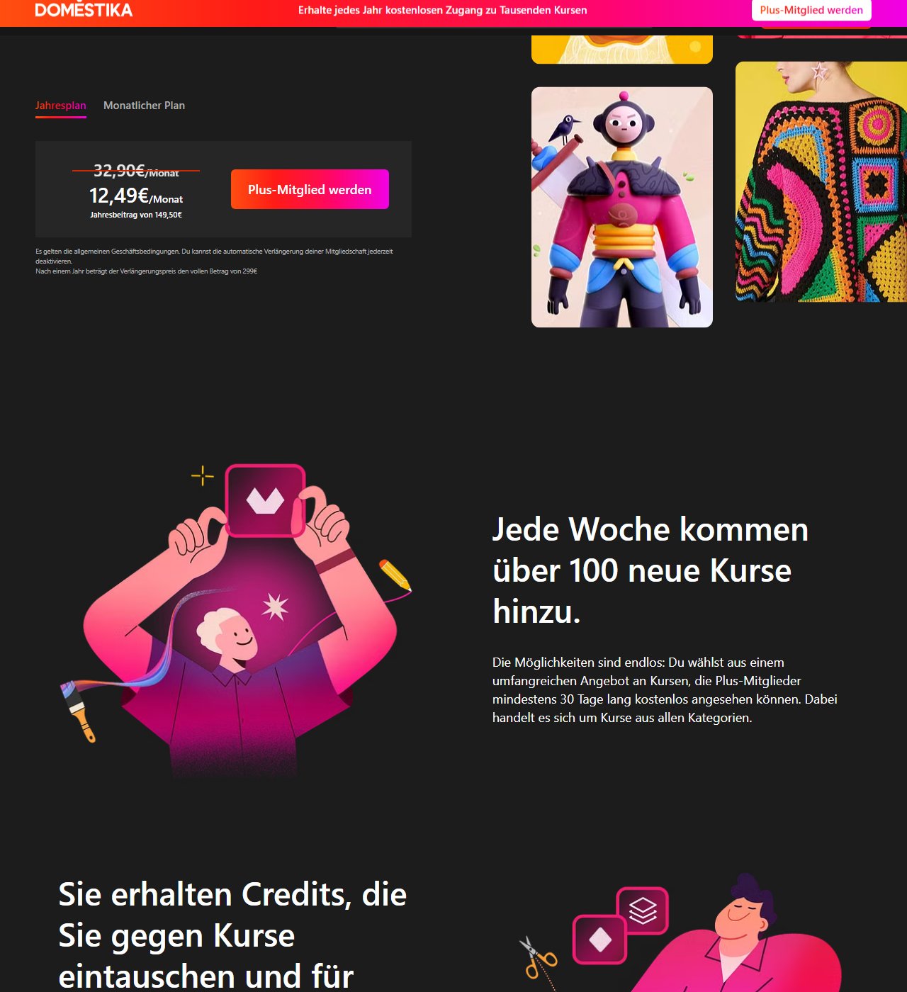 Domestika Plus price overview screenshot