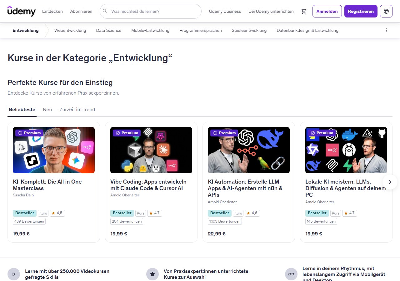 Udemy Categories Screenshot 2026